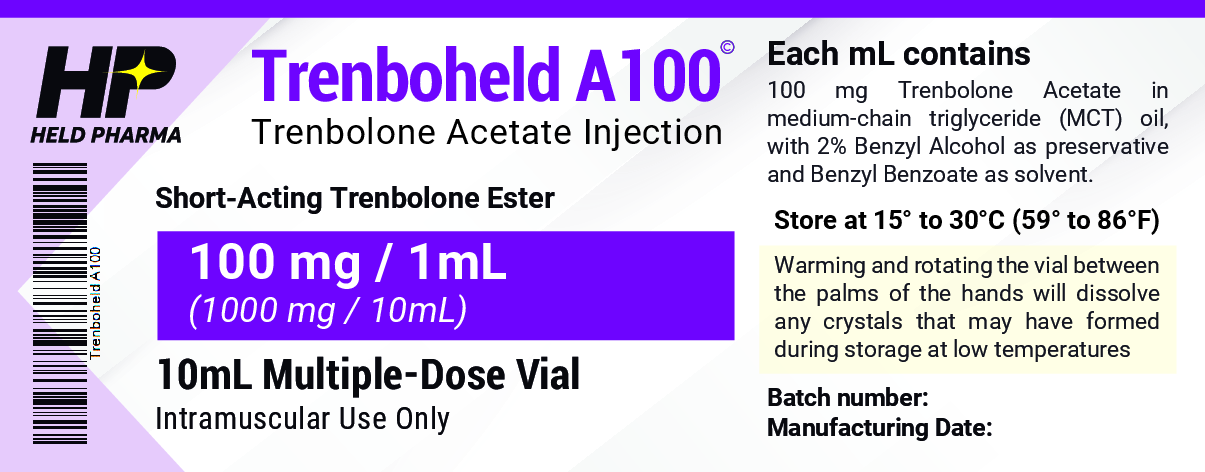 Trenboheld A100 label
